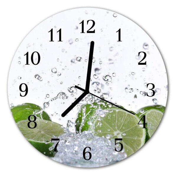 Ceas de perete din sticla rotund Lime Green Fruit