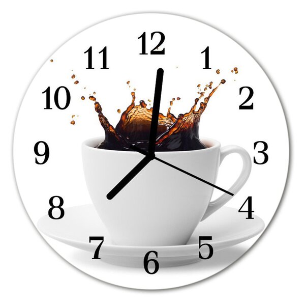 Ceas de perete din sticla rotund Cafea Alimente și băuturi alb