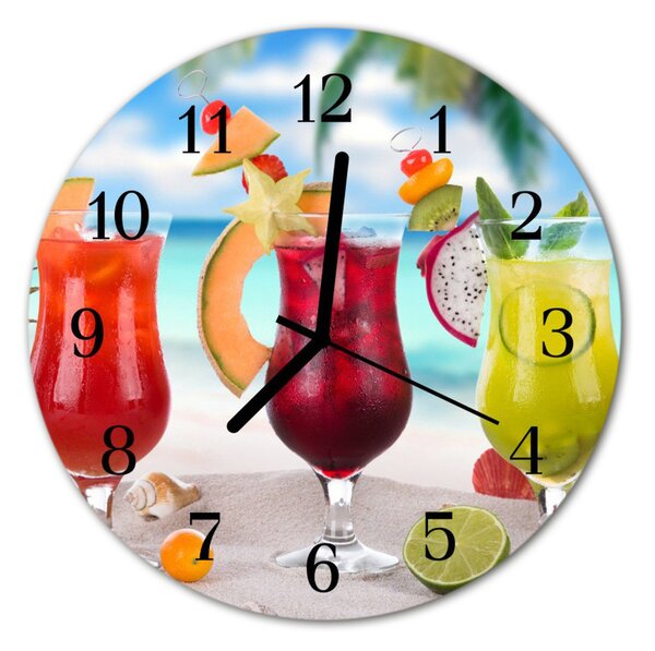 Ceas de perete din sticla rotund Cocktail Alimente și băuturi Multi-colorat