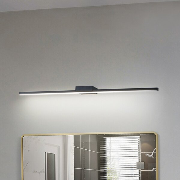 Lucande LED lampă oglindă Kivana, negru, metal, 90cm, IP44, Negru, Baie, Aluminiu, Modern