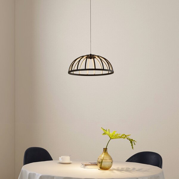 Lucande lampă suspendată LED Attea, negru, Ø 40 cm, aluminiu, reglabil, Negru, Camera de zi / sufragerie, Metal, Modern