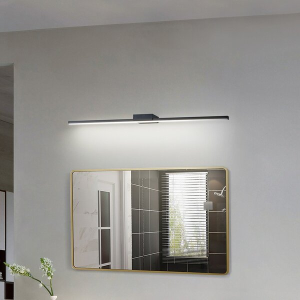 Lucande LED lampă oglindă Kivana, negru, metal, 90cm, IP44, Negru, Baie, Aluminiu, Modern