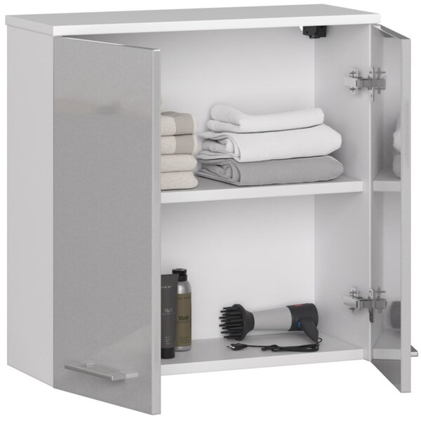 Dulap de baie suspendat Farid TYP5 (Alb + metalic lucios). Promo -16%. 1069546
