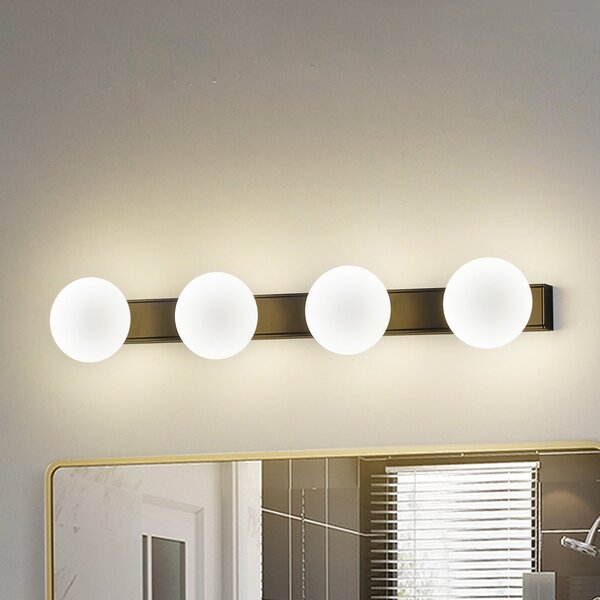 Lucande Aplică de perete LED pentru baie Myrra, negru, sticlă, 60 cm, IP44, Negru, Baie, Aluminiu, Modern