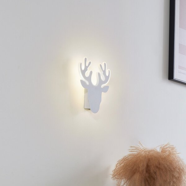 Lampă de perete Lindby, Hirvi, Alb, Sala de mese, Metal, Modern