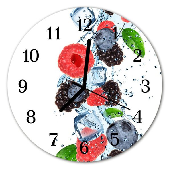 Ceas de perete din sticla rotund Fructe Ice Cream fructe Blue Ice