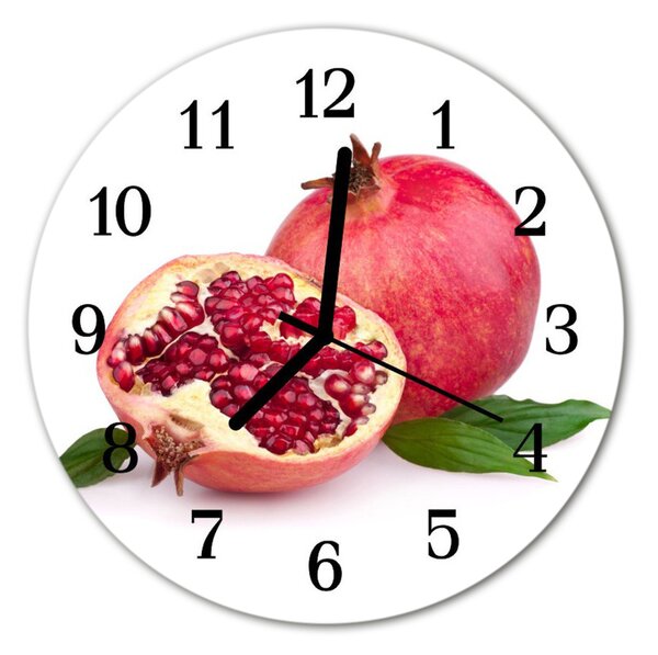 Ceas de perete din sticla rotund Grenadă de fructe roz