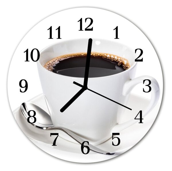 Ceas de perete din sticla rotund Cafea Alimente și băuturi alb