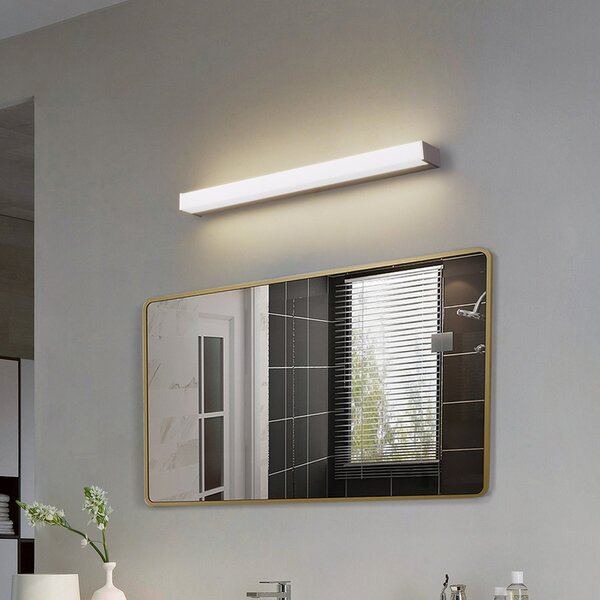 Lindby Aplică de perete Philippa, unghiulară, 59 cm, culoare aluminiu, IP44, Metalic, Baie, Aluminiu, Modern