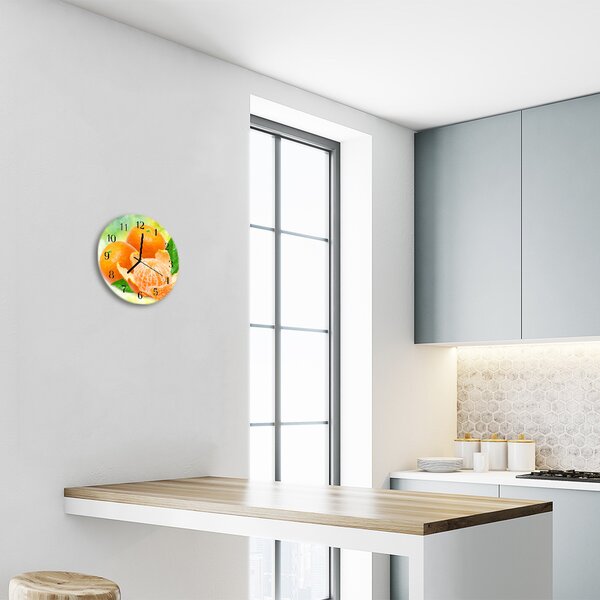 Ceas de perete din sticla rotund Portocale fructe Orange