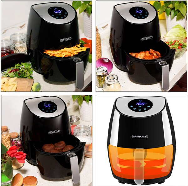 Deuba Cuptor cu aer cald FRYER 1 negru - 9 in 1 cu ecran tactil 1485 W 3,6 l