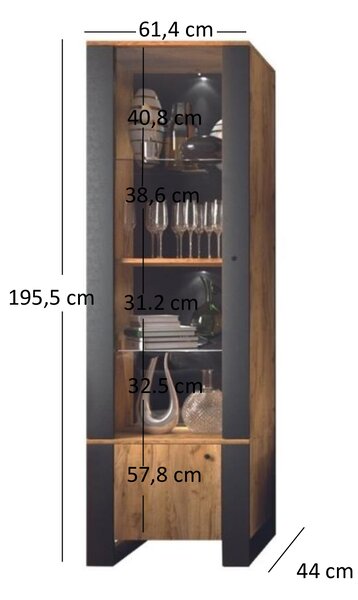 Vitrină Wayne (Stejar craft auriu). 1053381