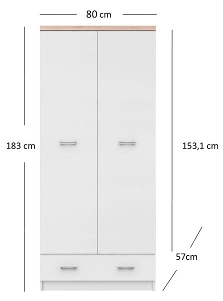 Dulap de haine Tianna (alb). 1053330