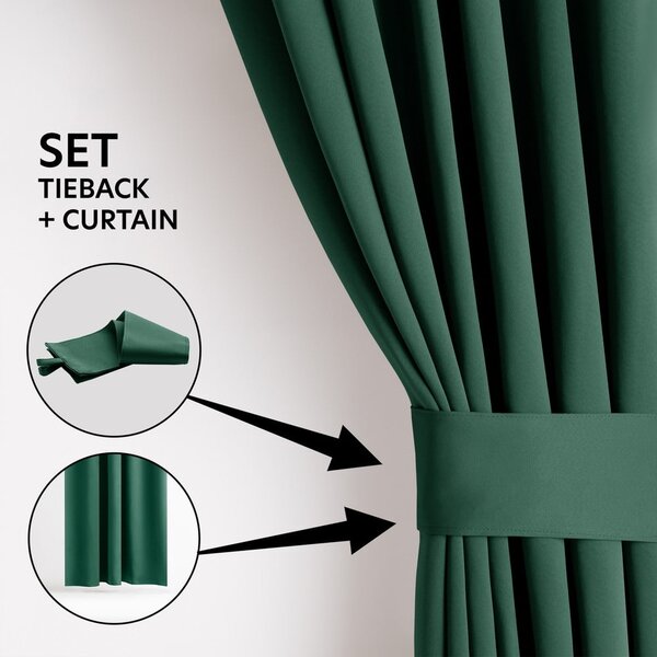 Draperie verde-închis dimout (semi-opacă) 140x175 cm Kierra – Restilo