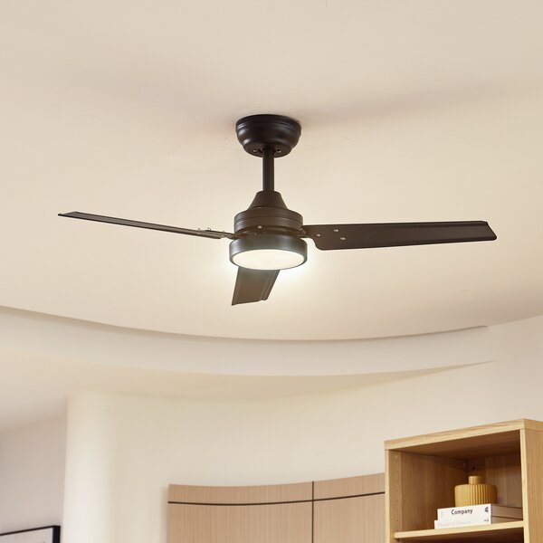 Lindby Ventilator de tavan LED Aerallo, negru, CCT, silențios, Negru, Camera de zi / sufragerie, Metal, Modern