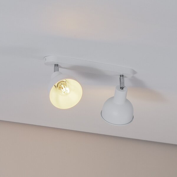 SOLLUX LIGHTING Plafonieră Elba, 34 cm, 2 becuri, alb, metal, E27, reglabil, Alb, Camera de zi / sufragerie, Metal