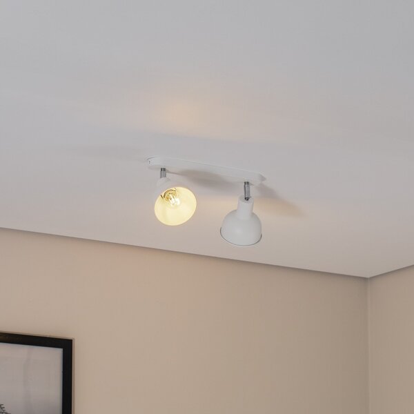 SOLLUX LIGHTING Plafonieră Elba, 34 cm, 2 becuri, alb, metal, E27, reglabil, Alb, Camera de zi / sufragerie, Metal