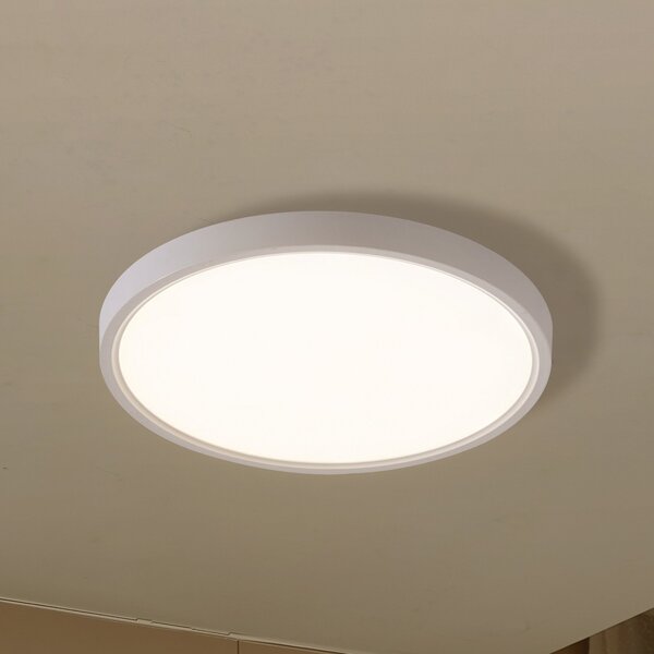 Lindby Smart plafonieră LED Deika, Ø 40 cm, alb, Tuya, reglabil, Alb, Camera de zi / sufragerie, Plastic, Modern