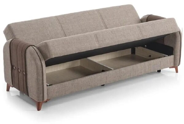 Canapea extensibila cu spatiu de depozitare 220x87x93 cm – stofa maro – Elegance