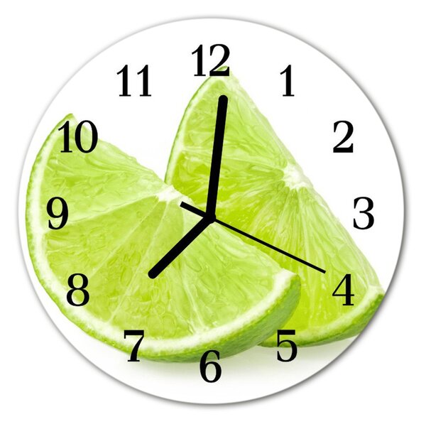 Ceas de perete din sticla rotund Lime Green Fruit