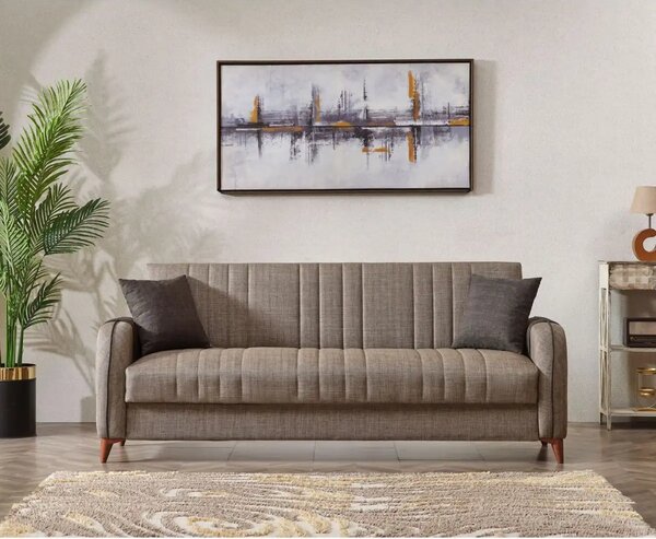 Canapea extensibila cu spatiu de depozitare 220x87x93 cm – stofa maro – Elegance