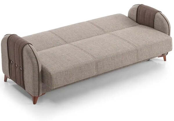 Canapea extensibila cu spatiu de depozitare 220x87x93 cm – stofa maro – Elegance