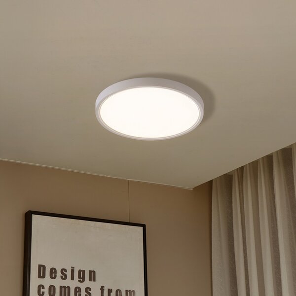 Lindby Smart plafonieră LED Deika, Ø 40 cm, alb, Tuya, reglabil, Alb, Camera de zi / sufragerie, Plastic, Modern