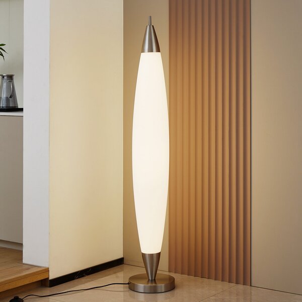 Lucande Lampadar LED Tarell, alb/nichel, 146 cm, dimabil, reglabil, Alb, Camera de zi / sufragerie, Plastic, Modern