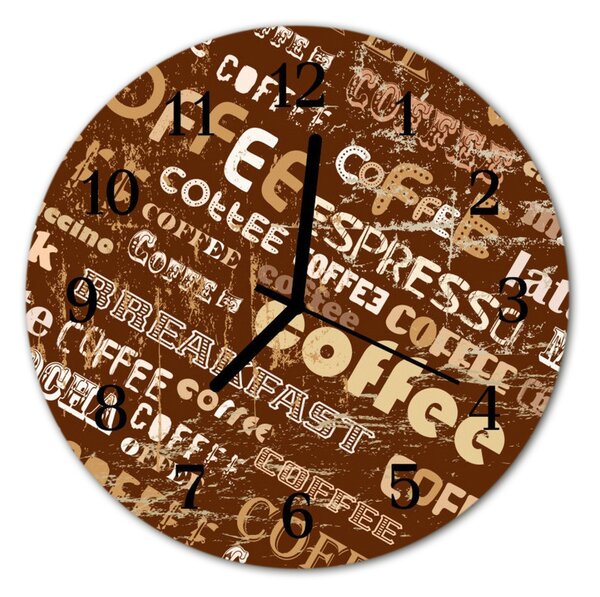 Ceas de perete din sticla rotund Cafea Alimente și băuturi Brown