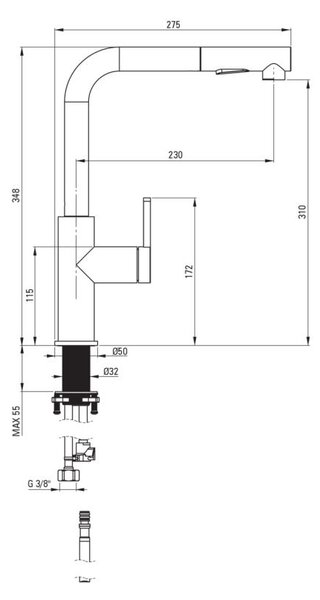 MOMI Baterie pentru bucătărie cu pipă extractibilă – Bronz Periat BKM_C73M