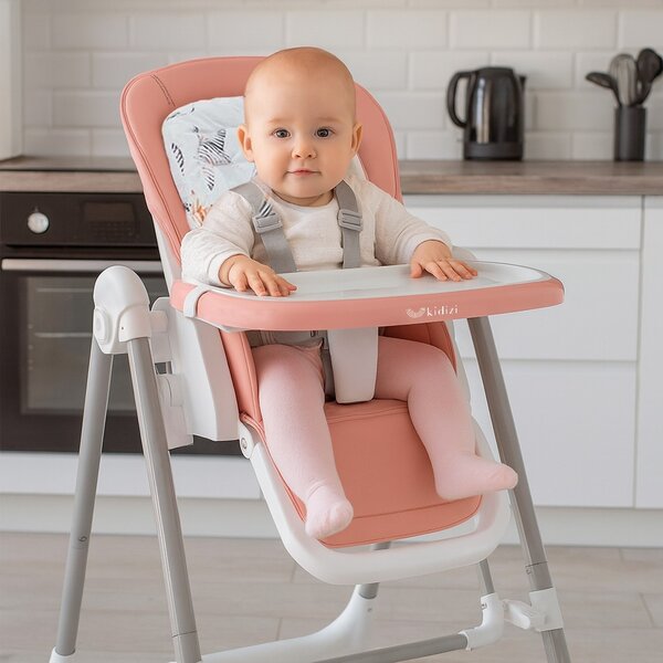 Scaun de masa bebelusi multifunctional 2 in 1 Kidizi Swingy roz, transformabil in leagan bebe