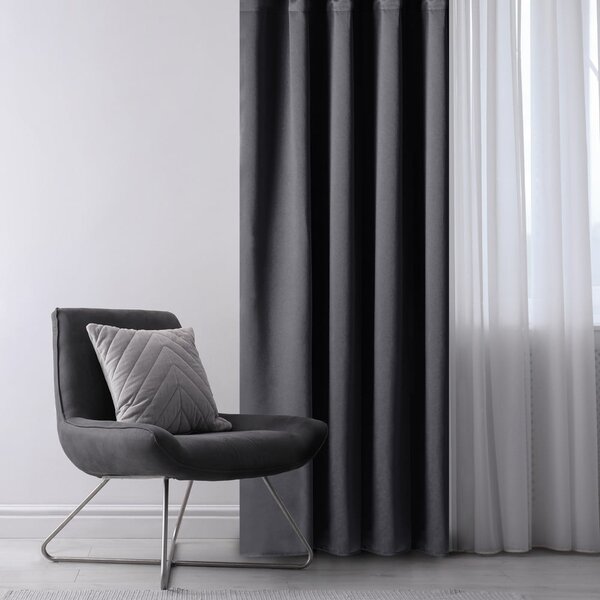 Draperie gri închis dimout (semi-opacă) 140x175 cm Kierra – Restilo