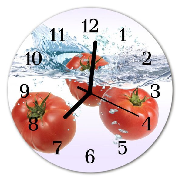 Ceas de perete din sticla rotund Tomate Alimente și băuturi alb