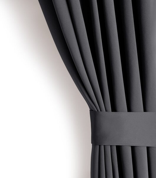 Draperie gri închis dimout (semi-opacă) 140x175 cm Kierra – Restilo