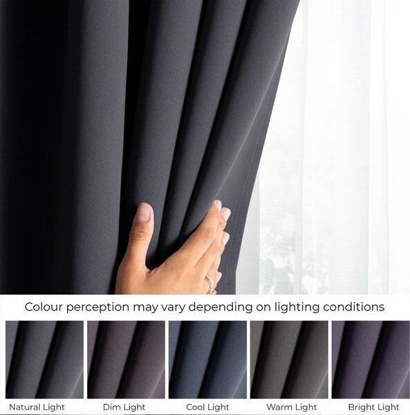 Draperie gri închis dimout (semi-opacă) 140x175 cm Kierra – Restilo
