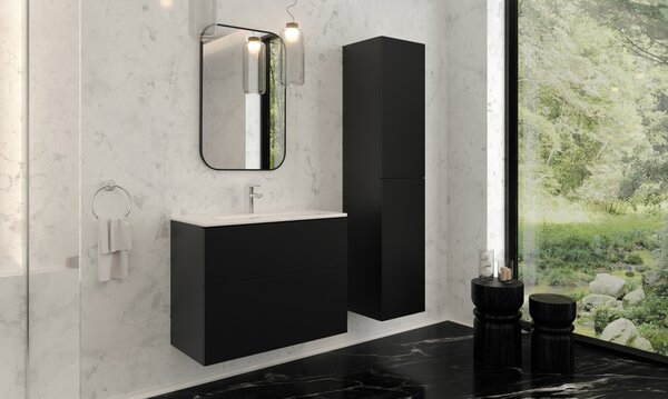 TUBO – Lavoar Ceramic Încadrat, cu Gaură pentru Baterie, 80 cm, CTU_6U8M Finisaj Alb