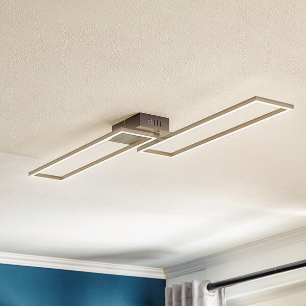 Briloner Plafonieră Frame LED, telecomandă, negru, reglabil, Negru, Camera de zi / sufragerie, Metal, Modern