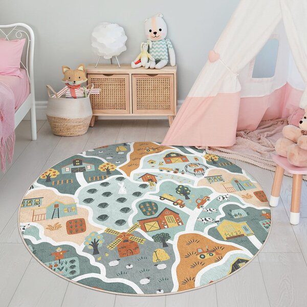 Covor de joacă pentru copii lavabil ø150 cm Farmer's Life – Mila Home