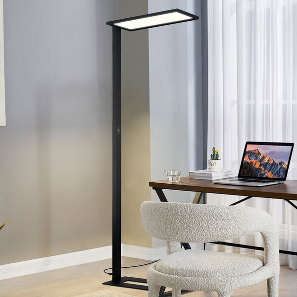 PRIOS Prios LED lampă de podea pentru birou Taronis, negru, 195 cm, dimabil, reglabil, Negru, Studiu / Birou, Aluminiu, Modern