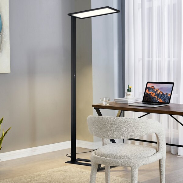 PRIOS Prios LED lampă de podea pentru birou Taronis, negru, 195 cm, dimabil, reglabil, Negru, Studiu / Birou, Aluminiu, Modern