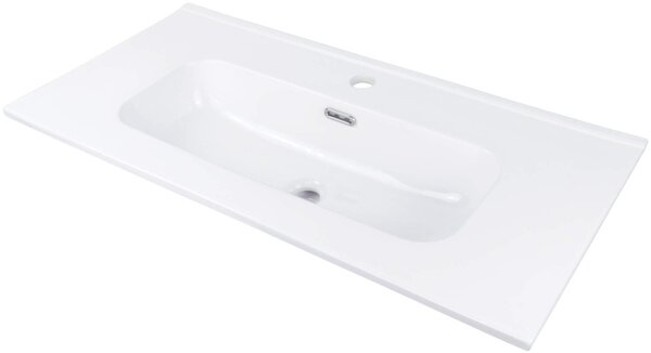 TUBO – Lavoar Ceramic Încadrat, cu Gaură pentru Baterie, 80 cm, CTU_6U8M Finisaj Alb