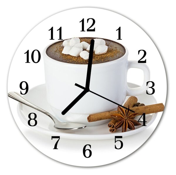Ceas de perete din sticla rotund Ciocolata Food and Drinks alb
