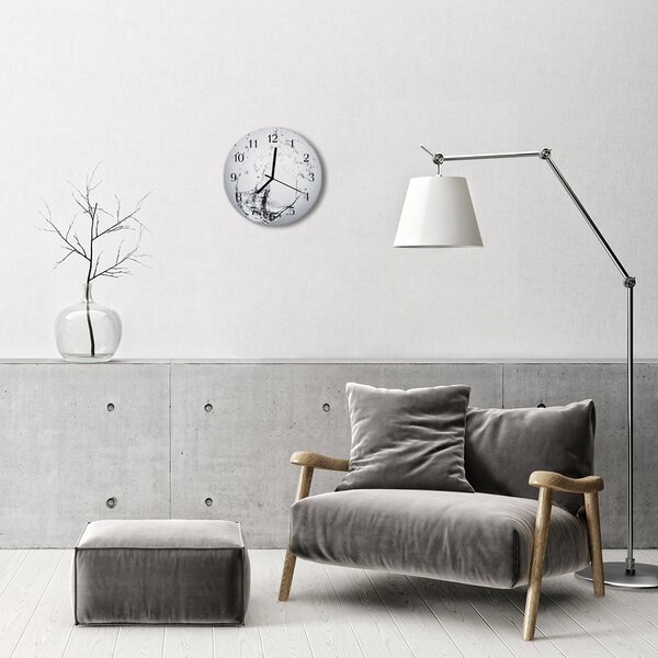 Ceas de perete din sticla rotund Apa Gray Water