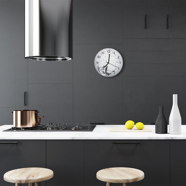 Ceas de perete din sticla rotund Apa Gray Water