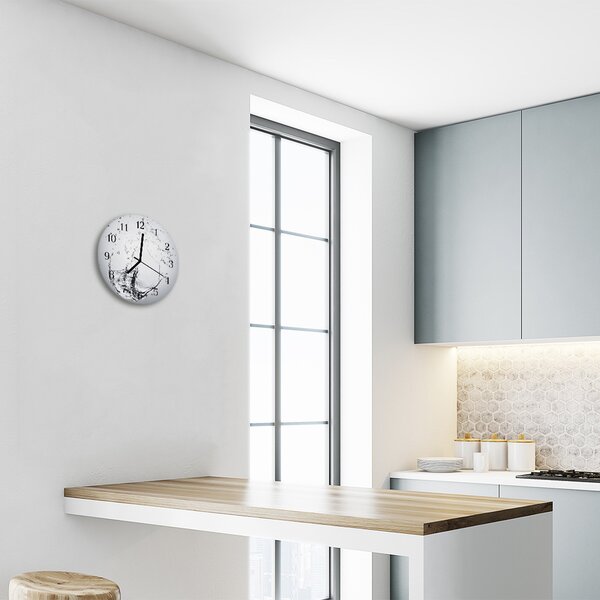 Ceas de perete din sticla rotund Apa Gray Water