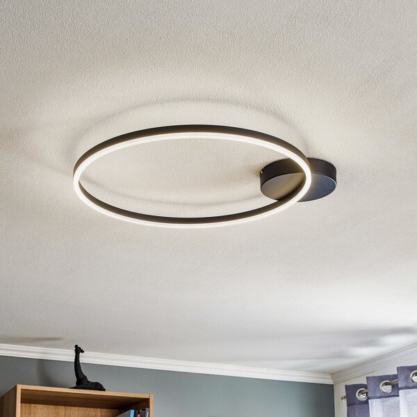 Fabas Luce Plafonieră LED Giotto 1 bec, negru, reglabil, Negru, Camera de zi / sufragerie, Metal, Modern