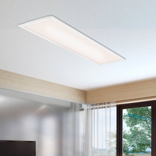 Briloner Panou LED Simple, alb, ultraplat, 100x25cm, Alb, Studiu / Birou, Metal, Modern