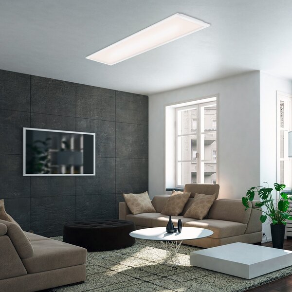 Briloner Panou LED Simple, alb, ultraplat, 100x25cm, Alb, Studiu / Birou, Metal, Modern
