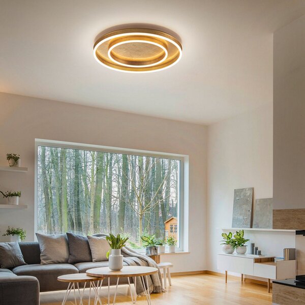 Helestra Sona plafonieră LED dimabilă Ø60cm auriu, reglabil, Auriu / Alamă, Hol, Metal, Modern