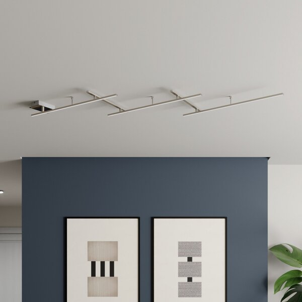 Trio Lighting Plachetă plafonieră LED Indira, dimabilă, nichel, reglabil, Gri, Camera de zi / sufragerie, Metal, Modern